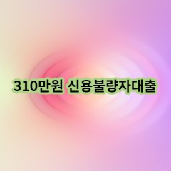 310만원 신용불량자대출 급전 당일 소액 일수 월변