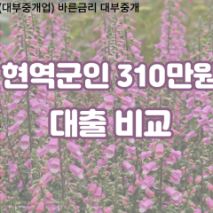 현역군인 비대면310만원대출 개인돈310만원대출 소액310만원 월변310만원